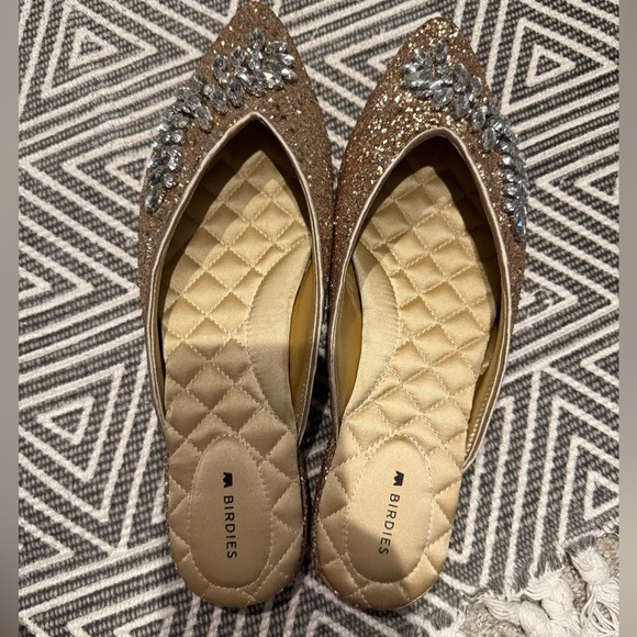 Birdies The Swan Jeweled Glitter Flats - Gold - Picture 1 of 7